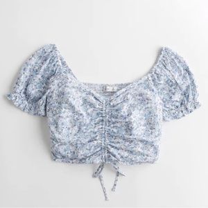 Blue Floral Puff Sleeve Top